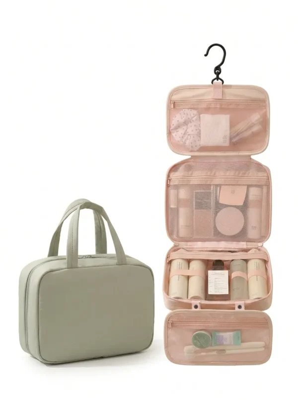 A002-2 Wholesale Foldable Travel Toiletry Bag | Premium Taslon Multi-Compartment Cosmetic Organizer (OEM/ODM)