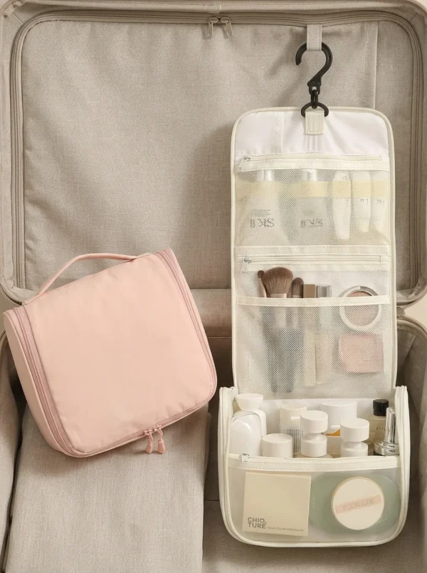 A003-1 Wholesale Compact Hanging Toiletry Bag | Premium Taslon Carry-On Cosmetic Organizer (OEM/ODM)