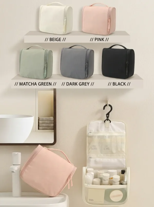 A003-3 Wholesale Compact Hanging Toiletry Bag | Premium Taslon Carry-On Cosmetic Organizer (OEM/ODM)