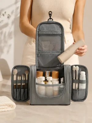 A004-1 Wholesale Double-Open Hanging Toiletry Bag | Premium Lightweight Taslon Travel Organizer (OEM/ODM)