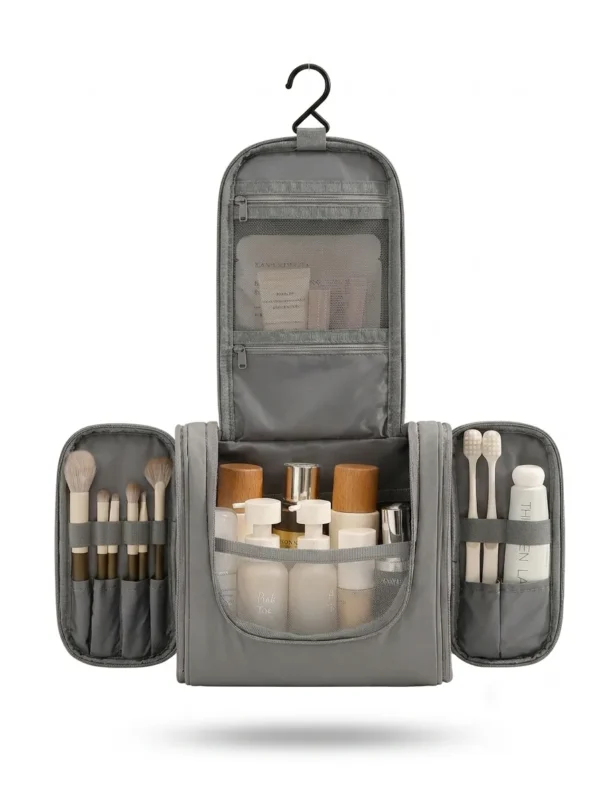 A004-2 Wholesale Double-Open Hanging Toiletry Bag | Premium Lightweight Taslon Travel Organizer (OEM/ODM)