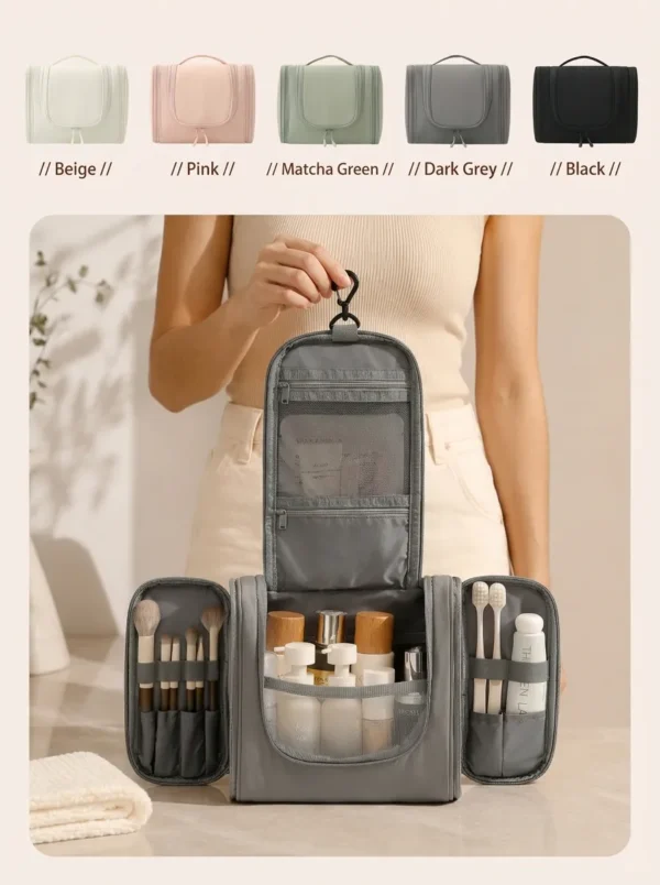 A004-3 Wholesale Double-Open Hanging Toiletry Bag | Premium Lightweight Taslon Travel Organizer (OEM/ODM)