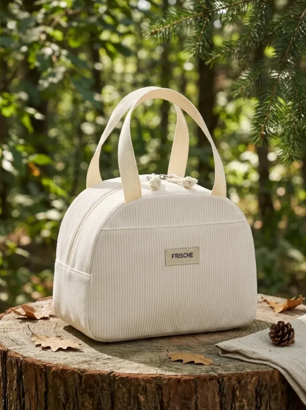 A005-3 Wholesale Premium Corduroy Insulated Lunch Bag | Thermal Dome-Shaped Food Tote (OEM/ODM)