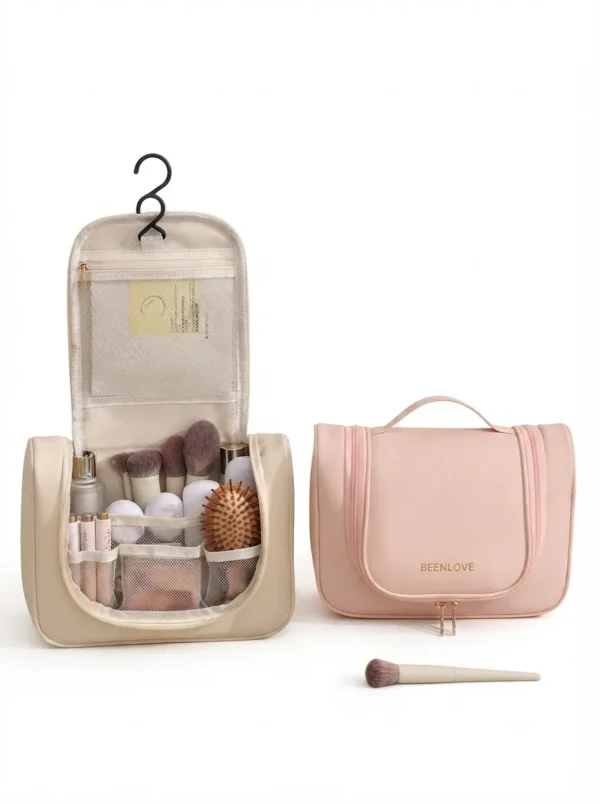 A006-2 Wholesale Premium Skin-Feel Hanging Toiletry Bag | Vertical Travel Cosmetic Organizer with Built-In Hook (OEM/ODM)
