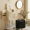 Wholesale Large Capacity Hanging Taslon Toiletry Bag | Multi-Wing Executive Travel Cosmetic Organizer with Professional Brush Slots (OEM/ODM)