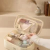 Wholesale Double-Layer Teslin Mesh Cosmetic Bag | Bulk Frosted TPU Travel Makeup Pouch with Adjustable Dividers (OEM/ODM)