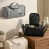Wholesale Sustainable RPET Travel Toiletry Bag | Bulk Eco-Friendly Multi-Compartment Cosmetic Organizer with Dual Side-Access Wings (OEM/ODM)