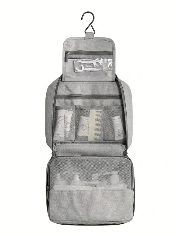 Wholesale Sustainable RPET Hanging Toiletry Bag | Bulk Eco-Friendly Fold-Out Travel Cosmetic Organizer with Metal Swivel Hook (OEM/ODM)