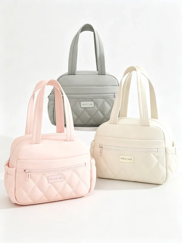 B002-2 Wholesale Quilted Insulated Lunch Tote | Large Capacity Polyester Food Bag with PEVA Lining (OEM/ODM)