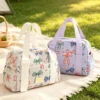 B003-1 Wholesale Multi-Pocket Polyester Lunch Bag | Patterned Insulated Food Tote with Side Pockets (OEM/ODM)