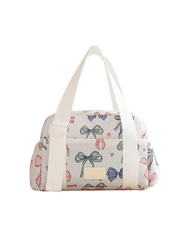 B003-2 Wholesale Multi-Pocket Polyester Lunch Bag | Patterned Insulated Food Tote with Side Pockets (OEM/ODM)