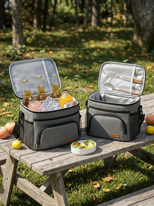 B004-3 Wholesale Premium Cationic Outdoor Cooler Bag | Large Capacity Thermal Picnic Tote with Cutlery Mesh Pocket (OEM/ODM)