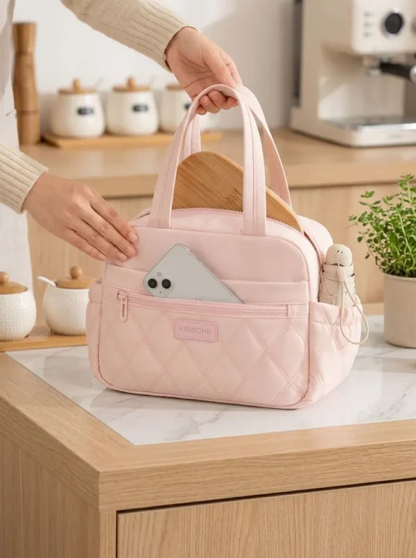 Wholesale Quilted Insulated Lunch Bag | Bulk Eco-Friendly Polyester Picnic Cooler Tote with PEVA Leakproof Lining (OEM/ODM)