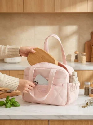 Wholesale Quilted Insulated Lunch Bag | Bulk Eco-Friendly Polyester Picnic Cooler Tote with PEVA Leakproof Lining (OEM/ODM)