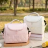 B006-1 Wholesale Quilted Insulated Lunch Bag with Shoulder Strap | Bulk Eco-Friendly Polyester Picnic Cooler with Leakproof PEVA Lining (OEM/ODM)
