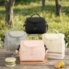 B006-3 Wholesale Quilted Insulated Lunch Bag with Shoulder Strap | Bulk Eco-Friendly Polyester Picnic Cooler with Leakproof PEVA Lining (OEM/ODM)