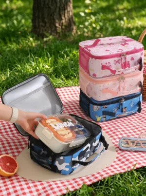 Wholesale Kids Insulated Lunch Bag | Bulk 300D Oxford Children Picnic Cooler with Snap-Buckle Handle & Side Mesh Pocket (OEM/ODM)