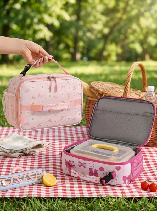 Wholesale Kids Insulated Lunch Bag | Bulk 300D Oxford Children Picnic Cooler with Snap-Buckle Handle & Side Mesh Pocket (OEM/ODM)