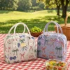 B013-1 Wholesale Printed Bow Polyester Cooler Bag | Bulk Insulated Thermal Lunch Tote with Rivet-Reinforced Double Handles & Metal Zipper for Commuters & Picnic (OEM/ODM)