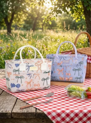 Wholesale Multi-Pocket Polyester Lunch Tote | Bulk Insulated Thermal Cooler Bag with Rivet-Reinforced Handles & Dual Front Pockets for Commuters & Retailers (OEM/ODM)