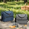 Wholesale Compact Polyester Insulated Lunch Bag | Bulk Commuter Thermal Cooler Tote with U-Zip Top Opening & Horizontal Front Zipper Pocket (OEM/ODM)