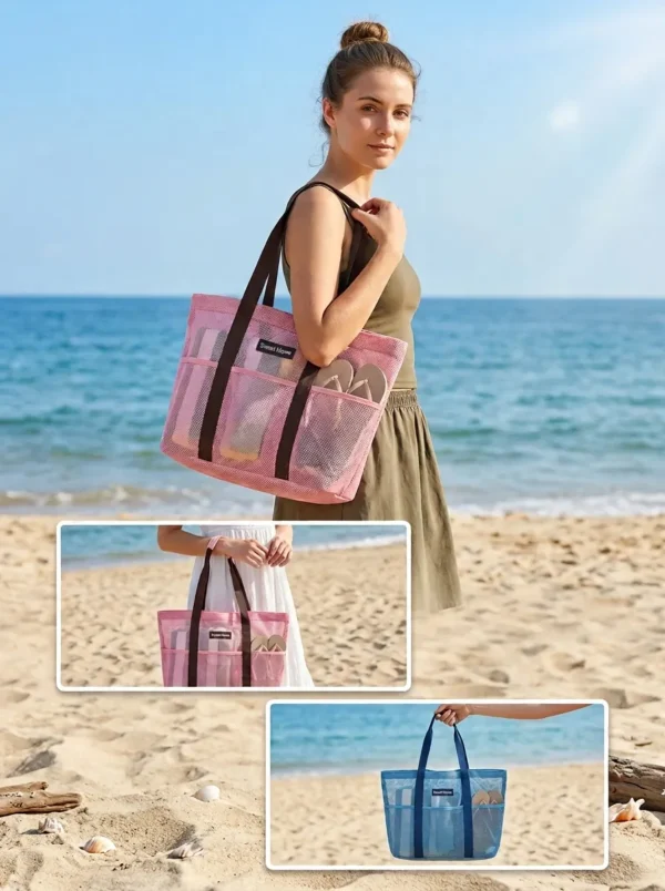 C001-1 Wholesale Large Capacity Space Mesh Beach Bag | Multi-Functional Gym Tote & Swimwear Storage Organizer (OEM/ODM)