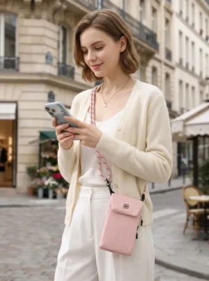 C007-1 Custom Wholesale Multi-Pocket Nylon Crossbody Phone Bag & Travel Neck Passport Pouch(OEM / ODM)