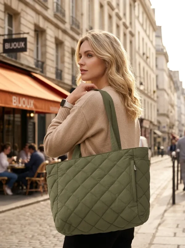 Custom Wholesale Lightweight Quilted Nylon Puffer Tote Bag (OEM / ODM)