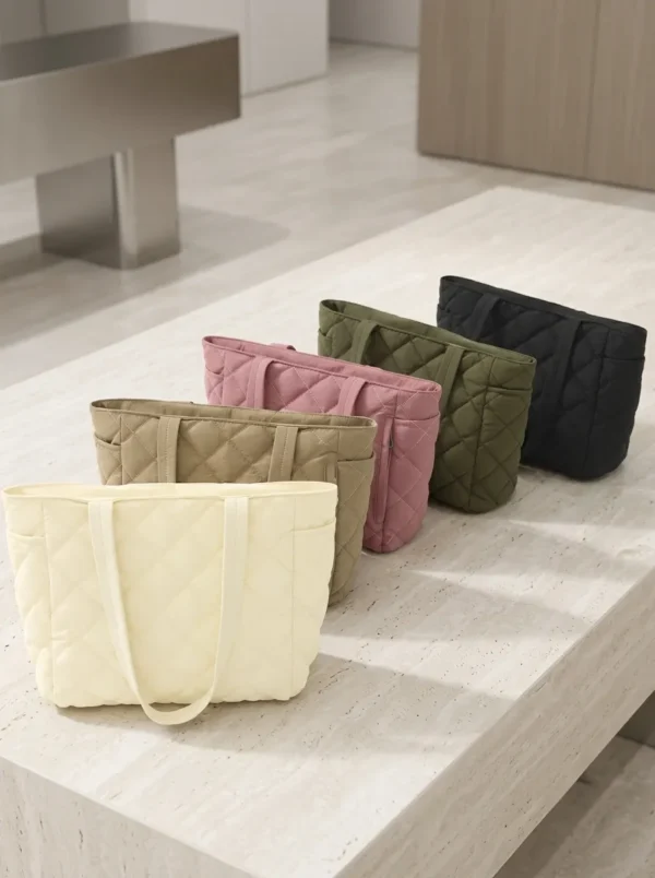 Custom Wholesale Lightweight Quilted Nylon Puffer Tote Bag (OEM / ODM)