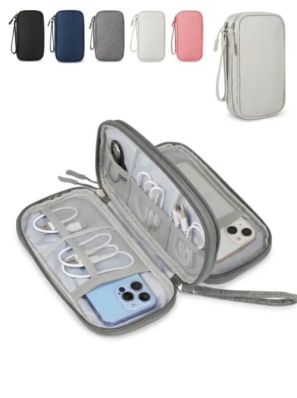 C014-2 Custom Wholesale Double Layer Waterproof Electronics Cable Organizer Bag (OEM / ODM)