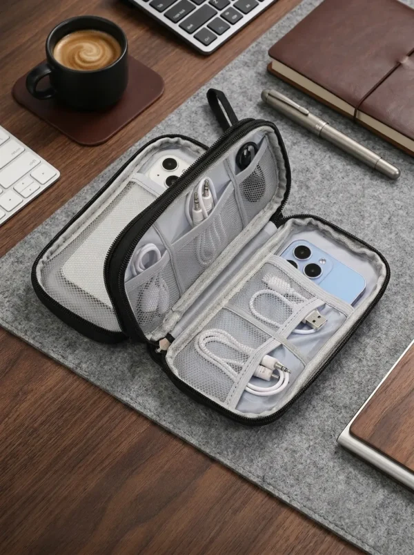 C014-3 Custom Wholesale Double Layer Waterproof Electronics Cable Organizer Bag (OEM / ODM)