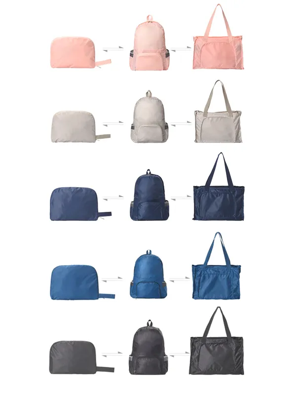 C021-4 Custom Wholesale 2-in-1 Foldable Convertible Polyester Backpack Tote Bag (OEM / ODM)