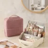 Custom Quilted Dutch Velvet Cosmetic Bag | Large Multi-Compartment Toiletry Organizer for DTC Brands & Beauty Retailers (OEM/ODM)