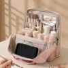 A026-2 Wholesale Custom Standing Cosmetic Travel Case | Large Capacity Polyester Makeup Organizer Bag with Mirror & Brush Slots (OEM / ODM)