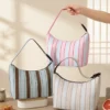 B021-1 Wholesale Custom Insulated Striped Lunch Bag | Bulk 300D PU Portable Bento Thermal Tote with Adjustable Buckle Strap & Waterproof PEVA Lining (OEM/ODM)