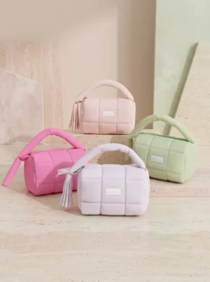 Wholesale Custom Puffy Cosmetic Bag | Quilted Nylon Makeup Bag & Travel Toiletry Storage Pouch with Padded Handle (OEM / ODM)
