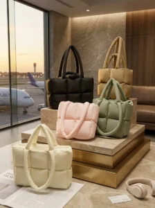 Custom Puffer Tote Bag Wholesale Lightweight Nylon Quilted Shoulder Bag Manufacturer