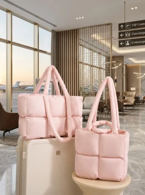 C023-4 Wholesale Custom Lightweight Nylon Puffer Tote Bag | Quilted Shoulder Bag & Shopping Tote (OEM / ODM)