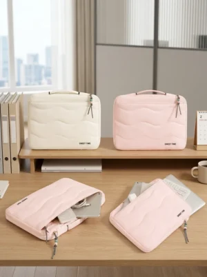 C024-1 Wholesale Custom 14-Inch Nylon Laptop Sleeve | Multi-Compartment Padded Computer Bag with Handle (OEM / ODM)