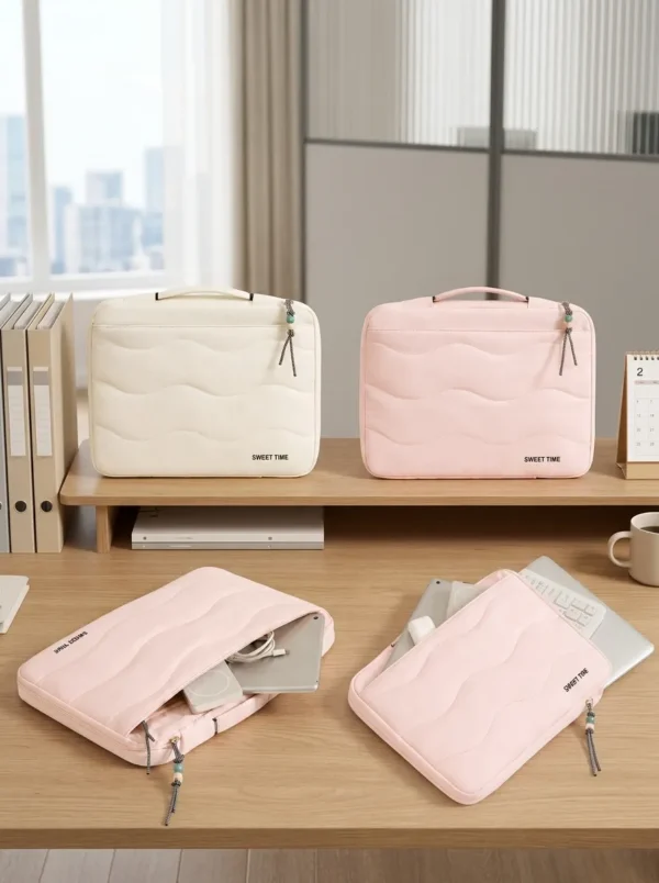 Wholesale Custom 14-Inch Nylon Laptop Sleeve | Multi-Compartment Padded Computer Bag with Handle (OEM / ODM)