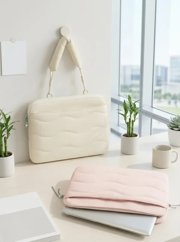 Wholesale Custom 15.6-Inch Nylon Laptop Sleeve | Multi-Compartment Padded Computer Bag with Handle (OEM / ODM)